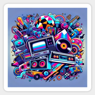 Retro Vibes: A Neon Nostalgia Explosion Sticker